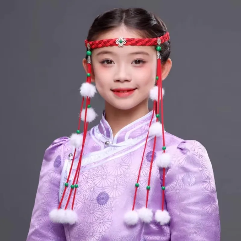 Mongolian Style Xiangfei Ethnic Style Woven Tassel Headband Children's Performance Accessories