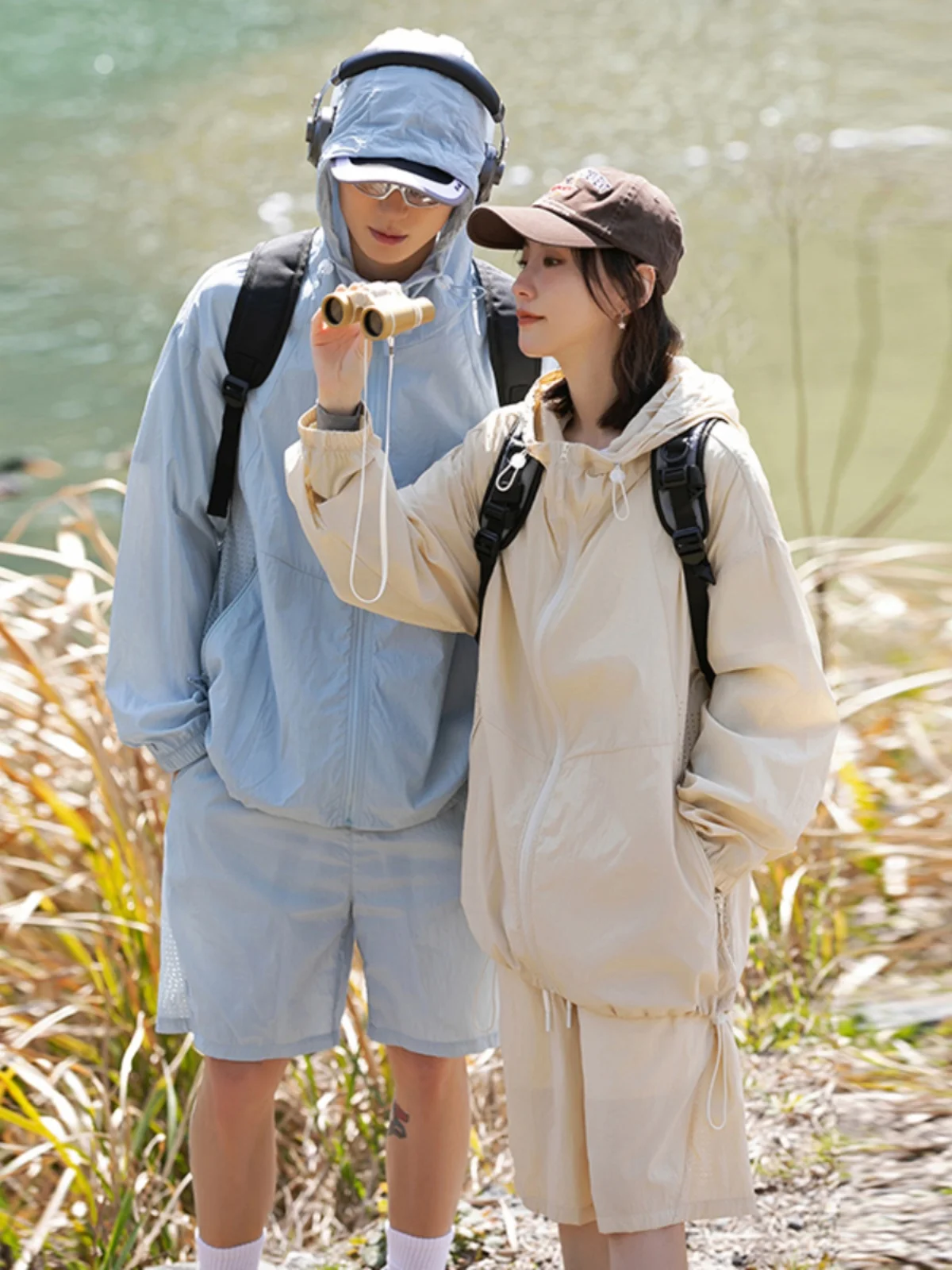 เสื้อแจ็คเก็ตกันแดด UPF50 น้ำหนักเบา ระบายอากาศได้ดี สไตล์ลำลอง มีฮู้ด สำหรับผู้ชาย ฤดูใบไม้ผลิ ฤดูร้อน ผ้าบาง สีพื้น