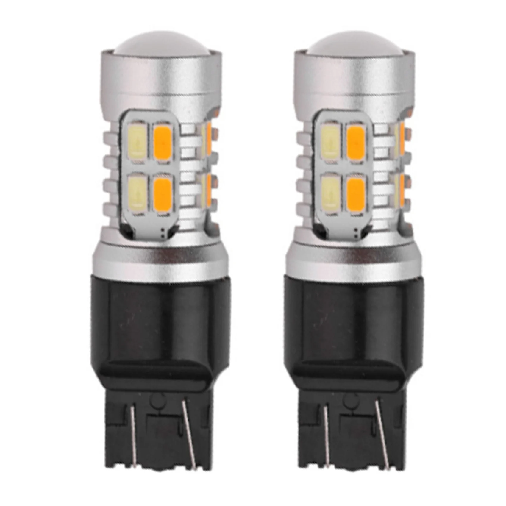 Bombilla LED de doble Color para intermitente de coche, lámpara Canbus T20 7443 W21/5W 5630, 2 piezas