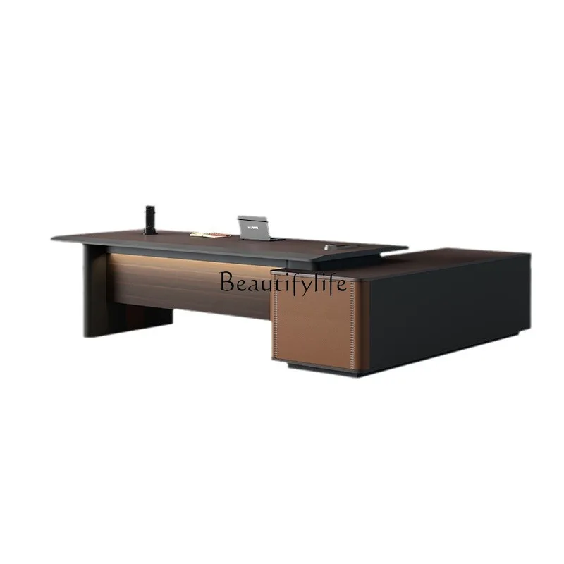 

Desk light luxury senior sense President's office furniture big desk orange