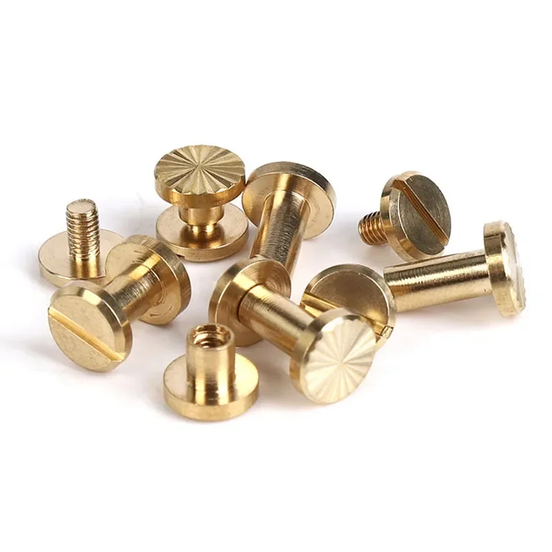 10pcs Brass Binding Chicago Screws Nails Long Studs Rivets For Photo Album Desk Calendar Leather Craft Belt Fastener 8mm Cap