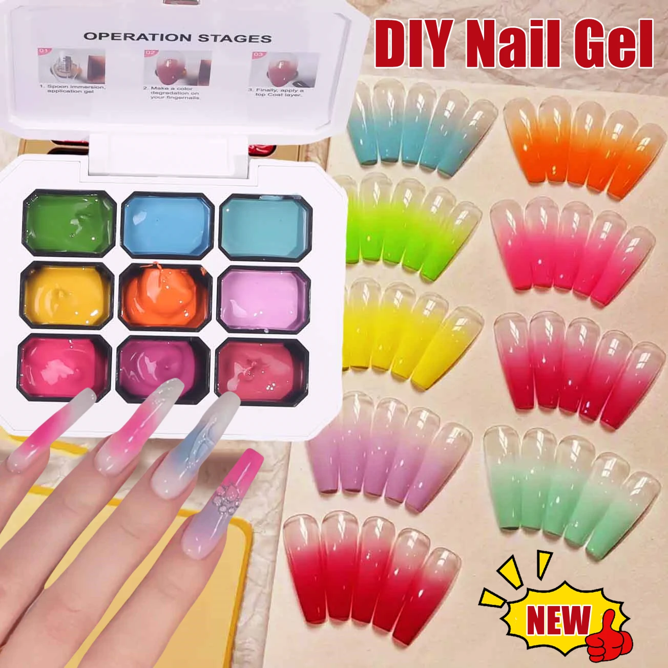 

9Grid/Box 4 In 1 Pat Painting Gel Candy Color Nail Polish Gel Macaron Series Nail Gel Nail Art Varnish Manicure Oil Painting Gel