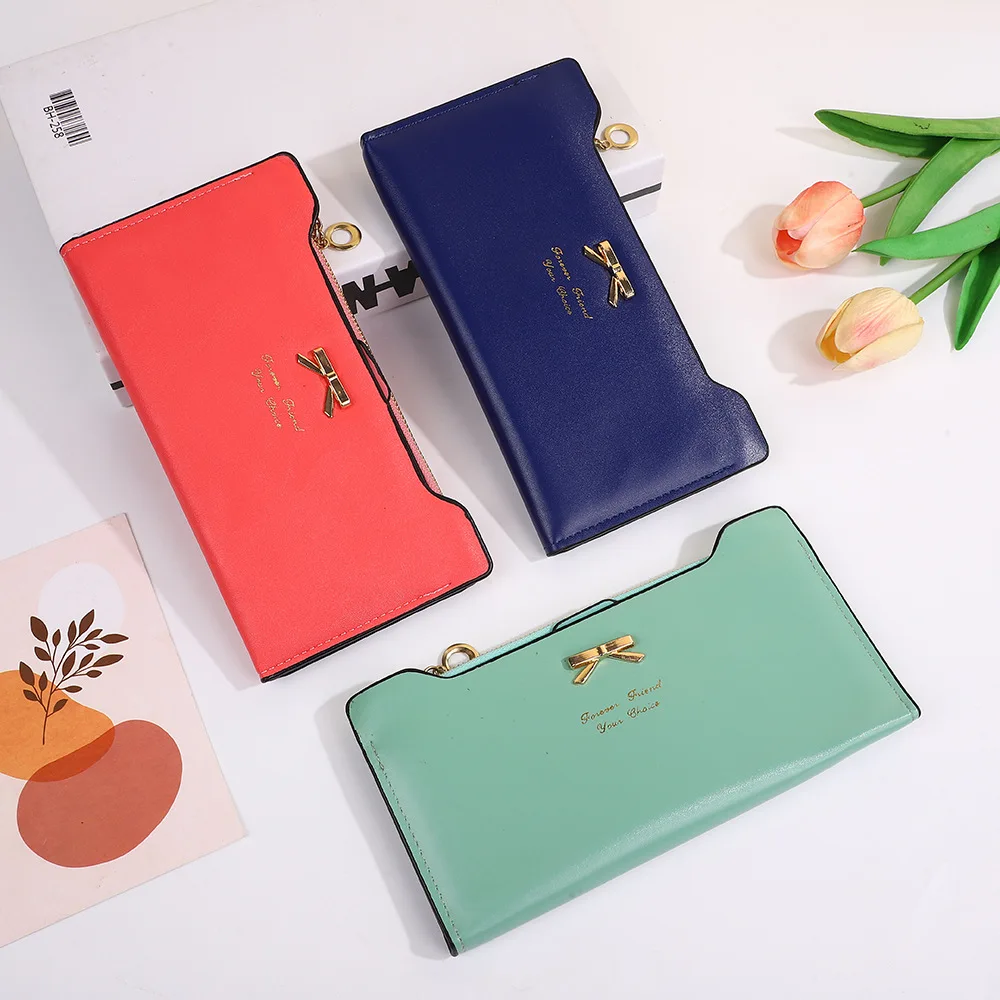 

Japanese Korean Style Women's Handbag Bow Fashion Wallet Women Long Zipper Clutch Bag Large Capacity Card Bag Storage Holder