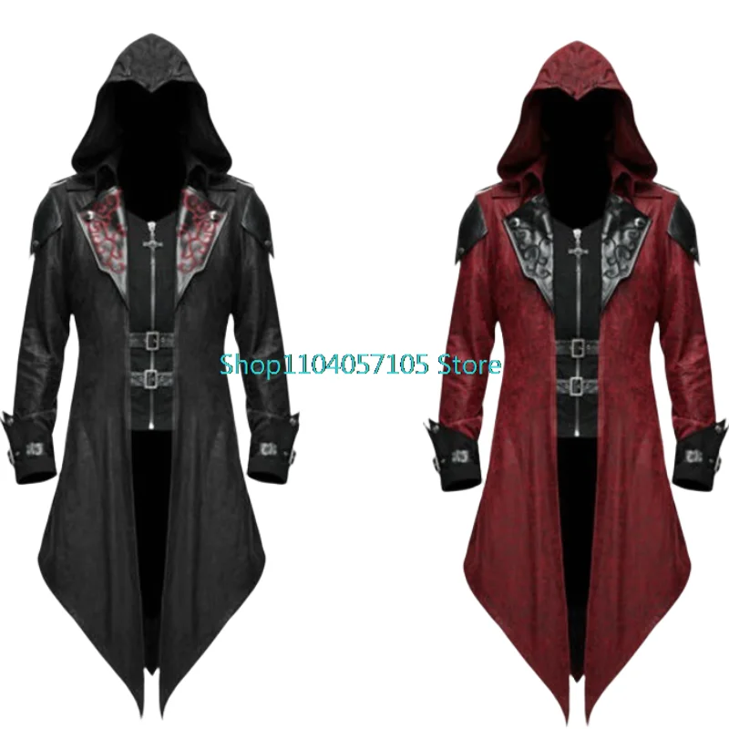 2 Color Assassin Cosplay Medieval Man Streetwear Hooded Jackets Outwear Costume Edward Assassins Creed Halloween Costume