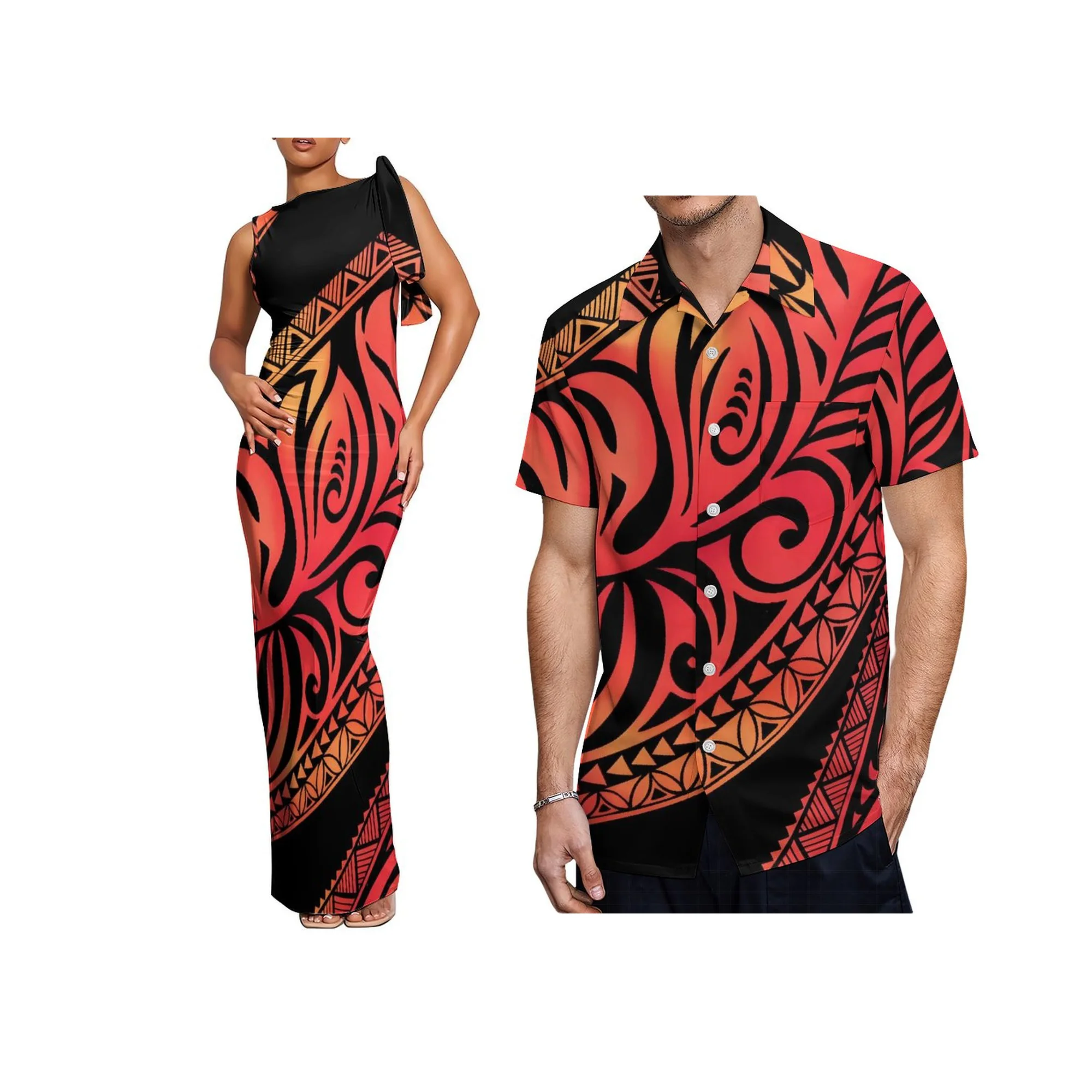 

Sexy Temperament Floor-Length Fashion Maxi Dress Plus Size Polynesian Women's Pacific Island Vintage Dress