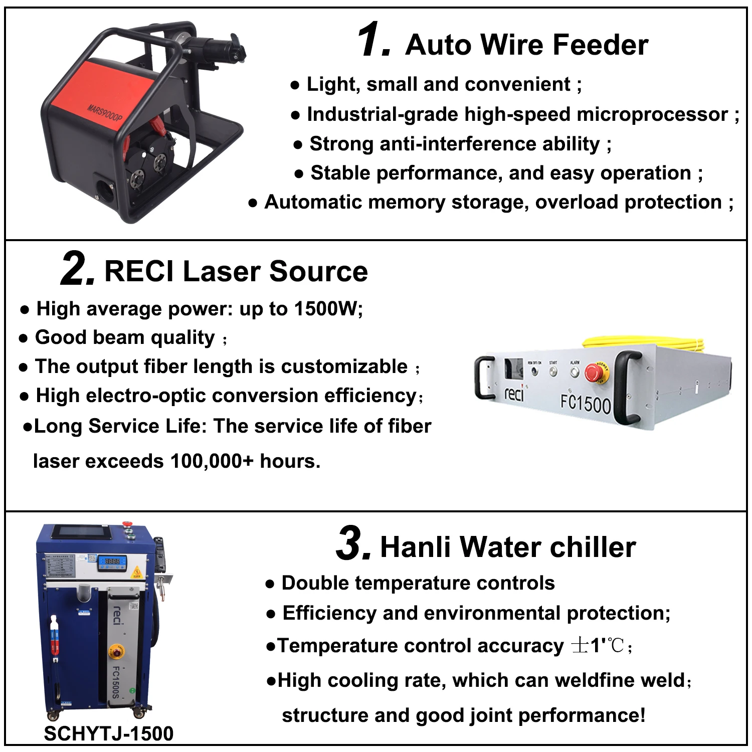 RECI 1500W Fiber Laser Welding Machine 4 in 1 Laser Welding Cleaning Cutting Machine Handheld Laser Welder for All Metal