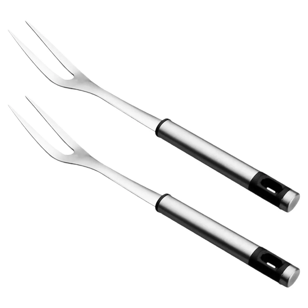 

2pcs BBQ Forks Stainless Steel Cooking Utensils Grilling Tools U-shaped Meat Forks Steak Chicken Fish Hot Dogs