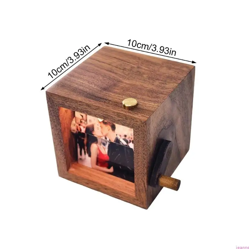 تخصيص فليب بوك عارض الصور 16 سعة الصورة دليل آلية كرنك خمر إطار الصورة الخشبية ألبوم صور هدية #6