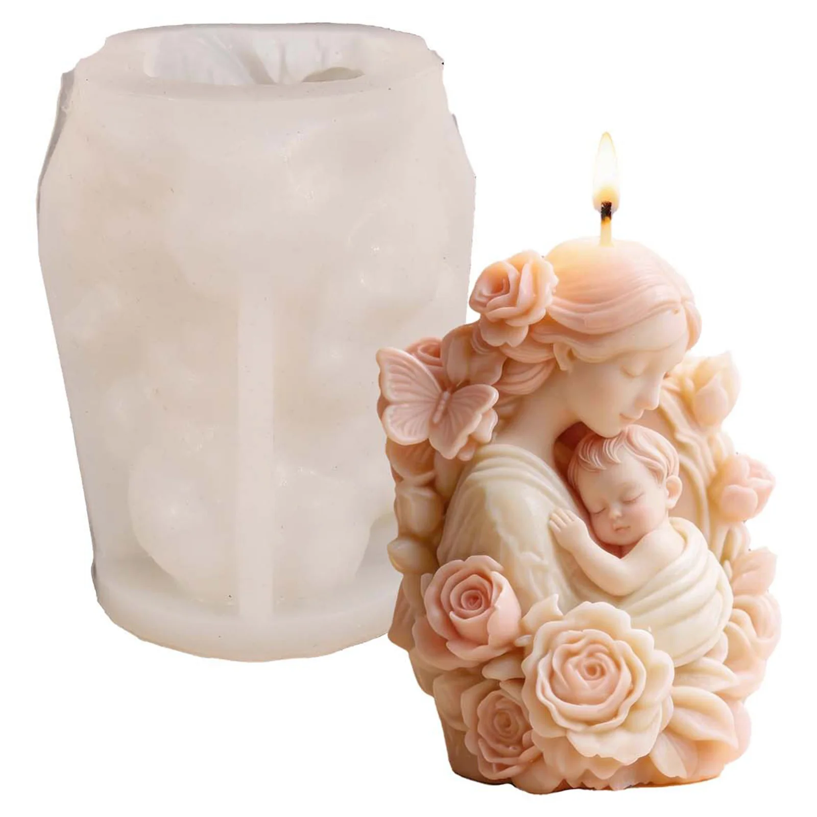 

Mother'S Day Silicone Cylinder Candle Mould Heat Protection Wax Aroma Decorative Candle Non-Toxic Handmade for Dishwashers Washe