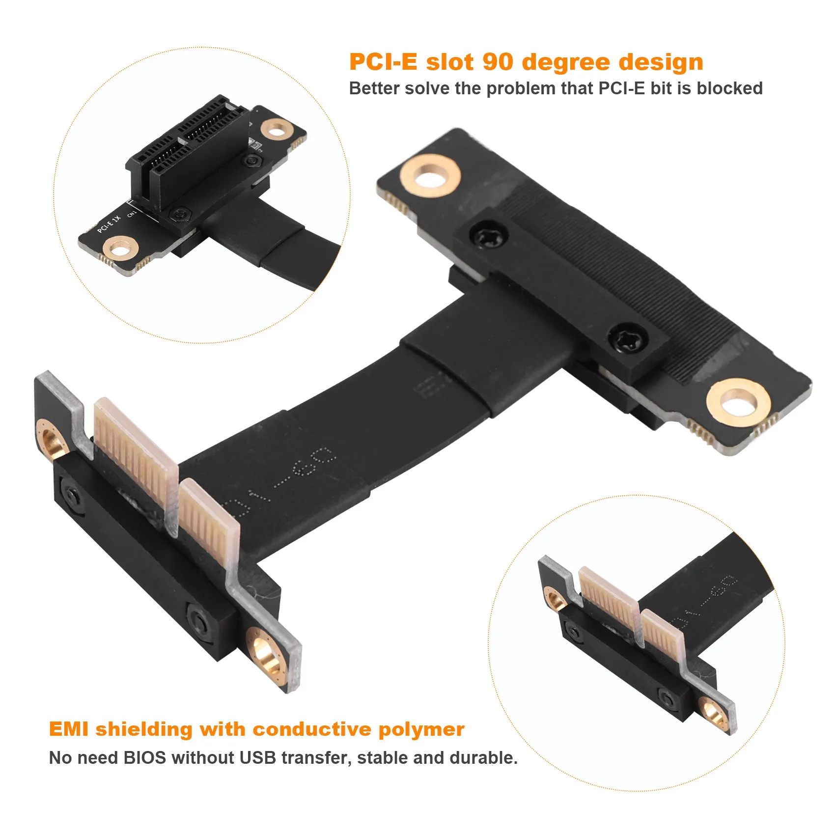 Kabel pionowy PCIE X1 podwójny 90 stopni kąt prosty PCIe 3.0 X1 do X1 kabel przedłużający 8Gbps PCI Express 1X karta rozszerzająca-5CM