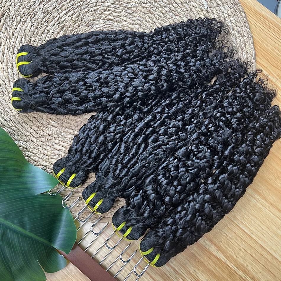 حزم بيكسي مجعد 100% شعر بشري طبيعي أسود اللون لحمة مزدوجة 100 جرام الخام عذراء فيتنام نسج على شكل شعر إنسان ملحقات