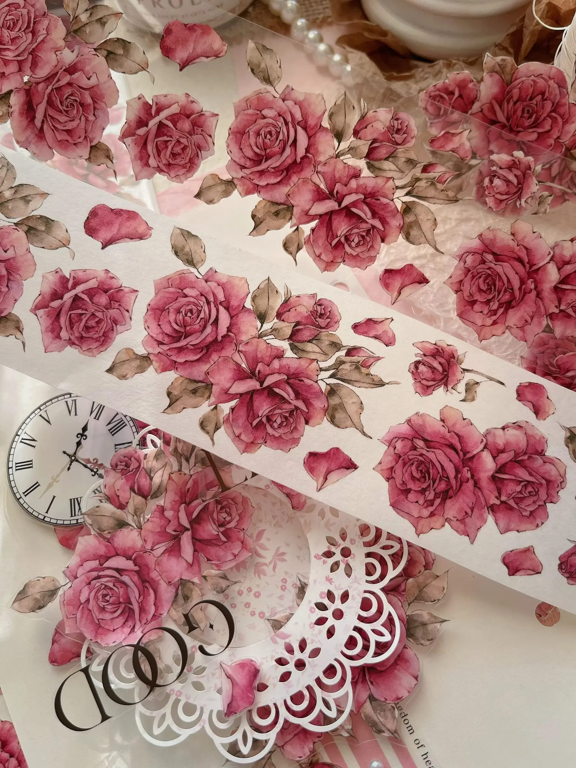 

5M/Roll New Pink Rose Flower PET Washi Tape