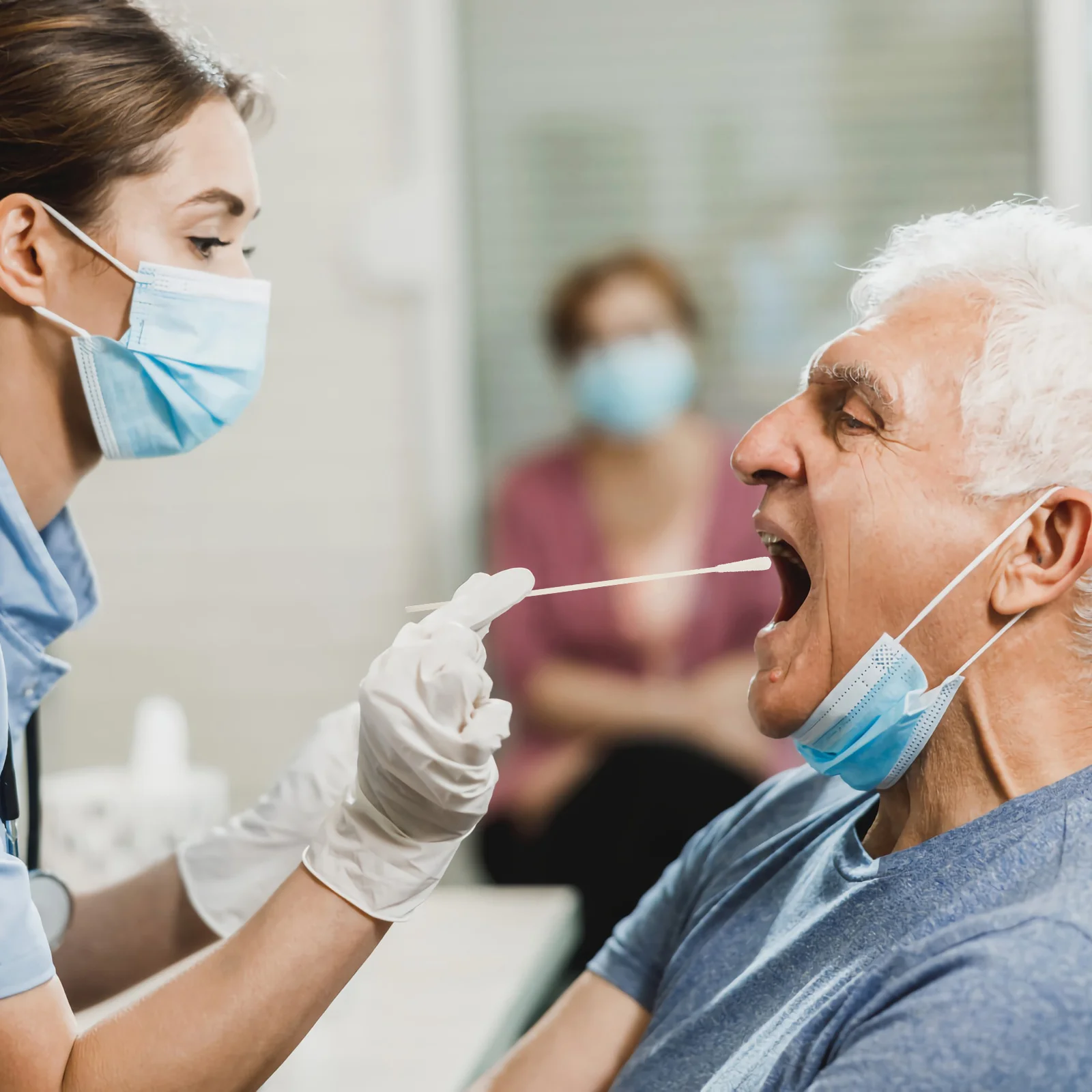 Échantillons nasopharyngés, bâtonnets d'hôpital portables pour pharynx, plastique blanc