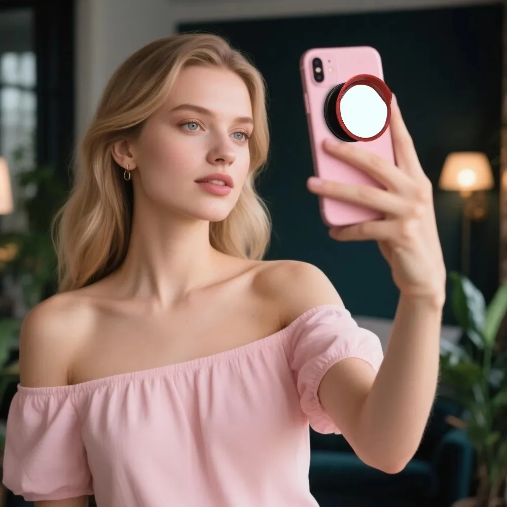 New Portable Convex Mirror Phone Holder Adjustable Mini Size Wide Angle Mirror Universal Creative Selfie Mirror Daily Outings