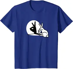 Funny Rabbit Hand Shadow Puppets Bunny OK Figure Pop Art T-Shirt for Men Women Girls Boys Graphic T Shirts Cotton Soft Tees