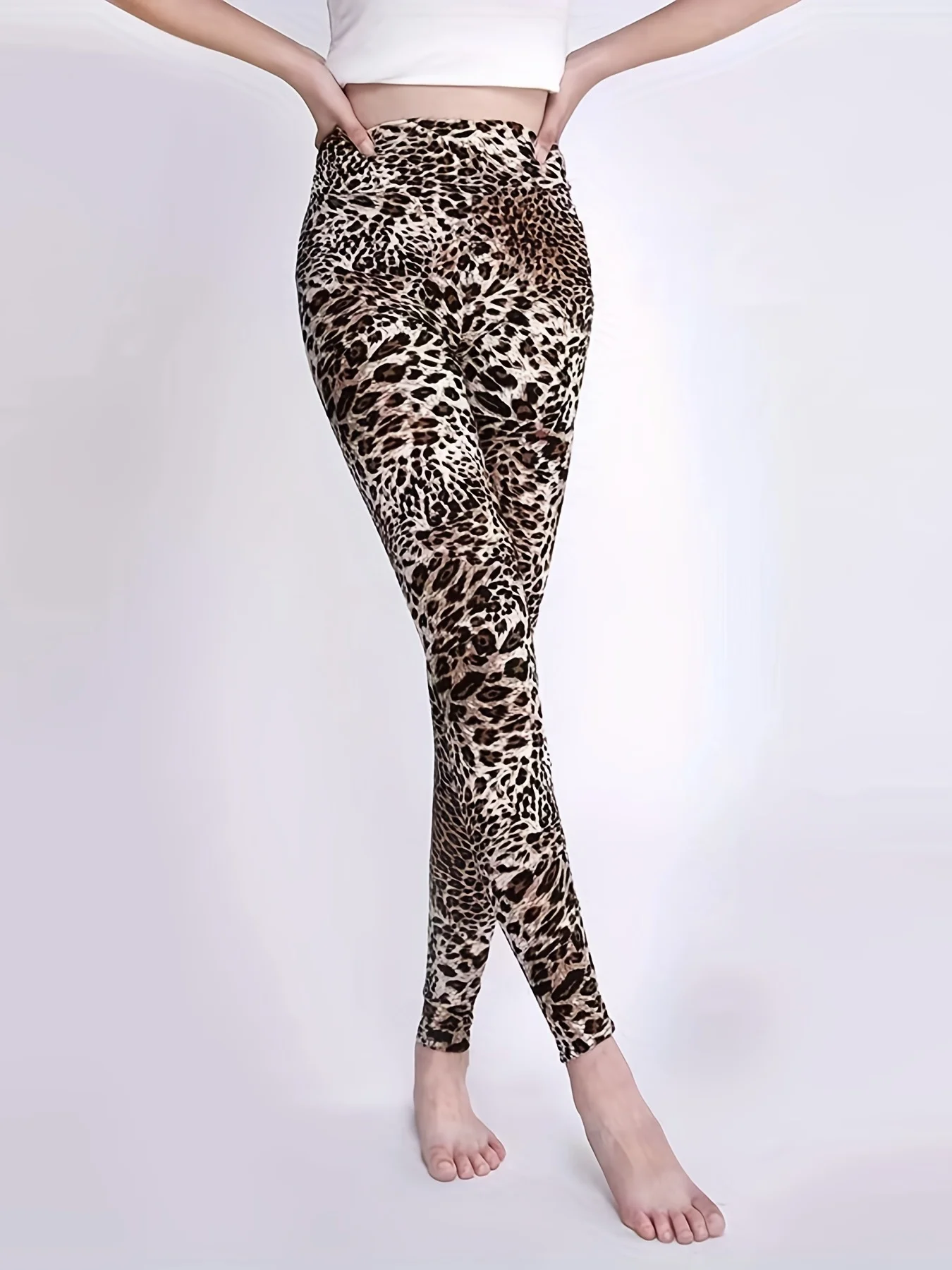 New European and n leopard print sanded comfortable leggings tight casual women\'s high-stretch pants