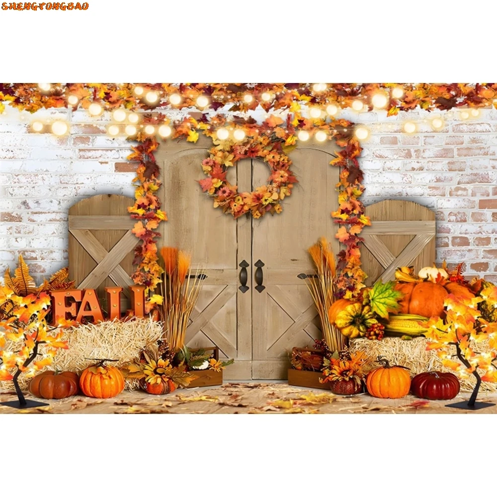 Toile de fond de Thanksgiving d'automne pour la photographie, fond de récolte d'automne, décor de fête d'anniversaire de douche de bébé, studio photo de Aliments d'érable
