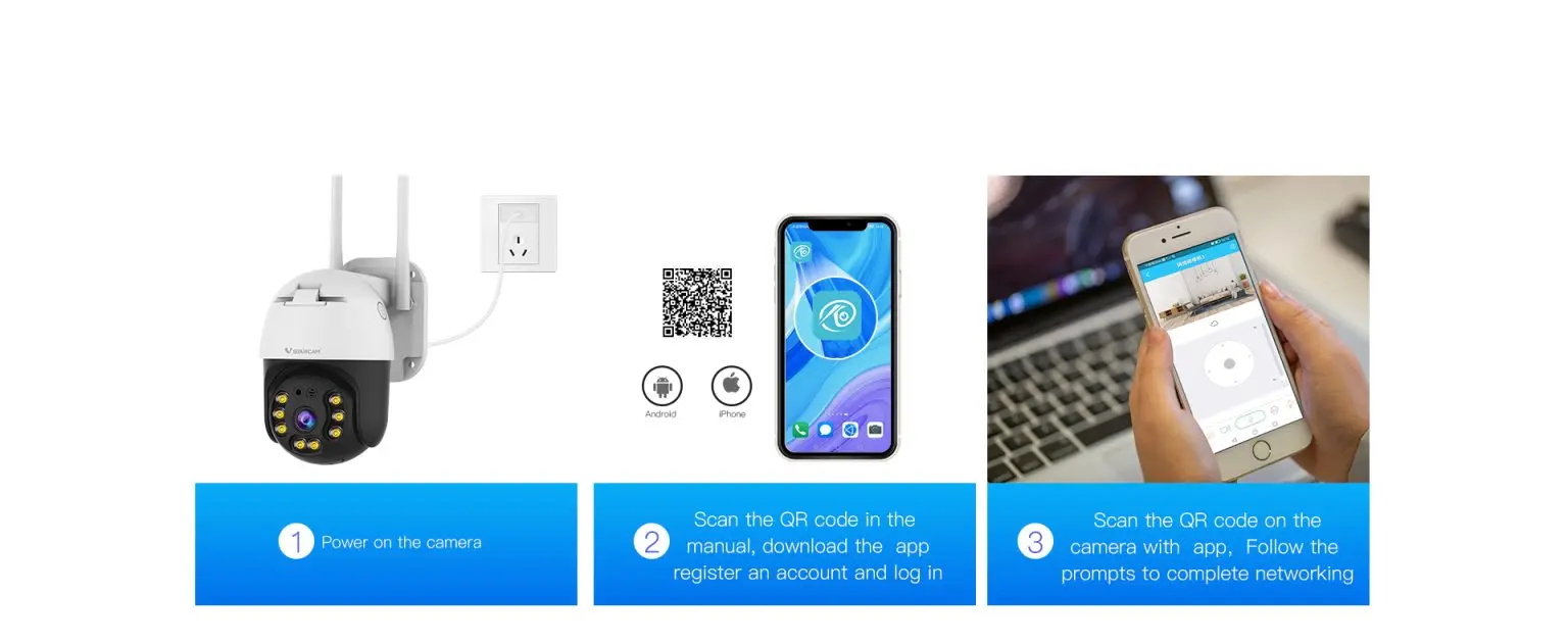 Vstarcam CS64 O-Kam 3MP 1296P 360 градусов Беспроводная PTZ IP-камера AI Humanoid Автоматическое отслеживание дымовой сигнализации Монитор домашней безопасности CCTV