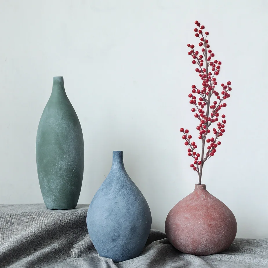 Modern Creative Ceramic Vase Morandi Colorful Room Decor Geometric Art Flower Vases Home Decoration Accessories Ornaments Gift