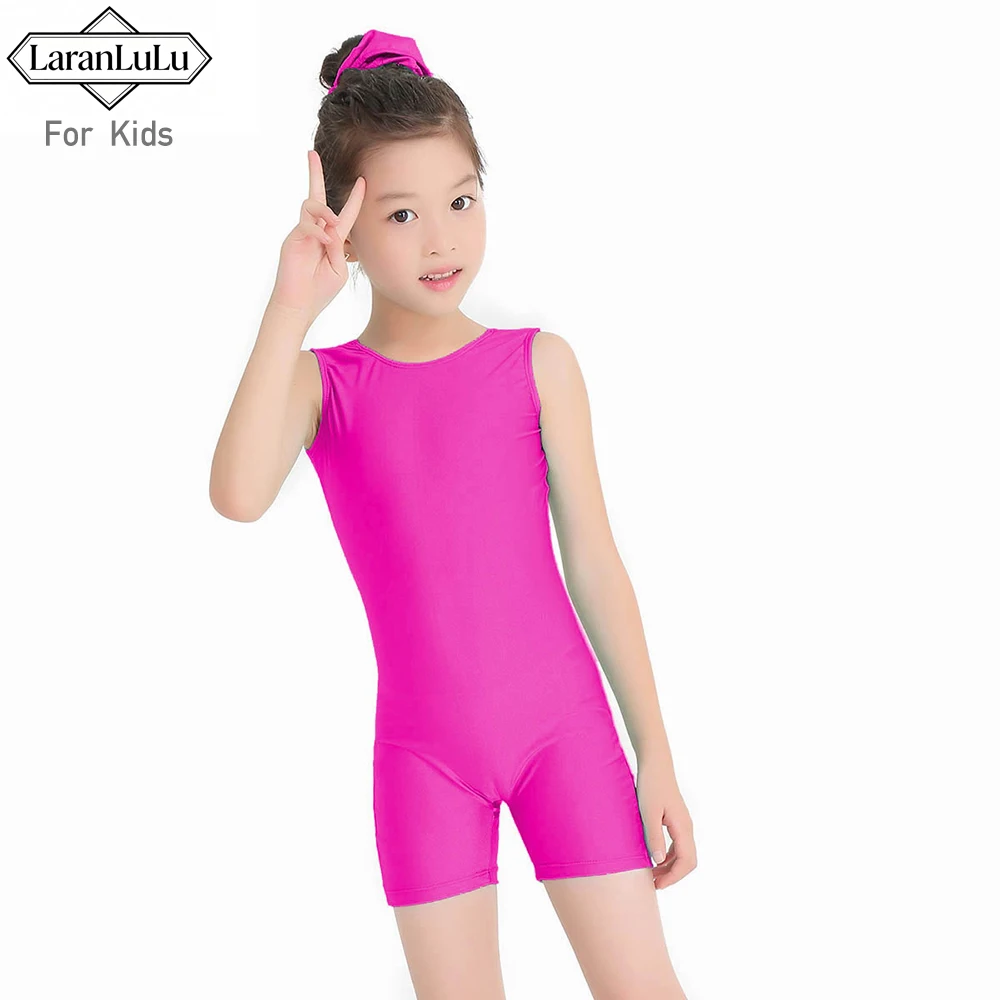 Vêtements de danse de Ballet d'été pour filles, débardeur pour enfants, combinaisons de gymnastique à col rond, justaucorps en Nylon sans manches, Shorty Unitards