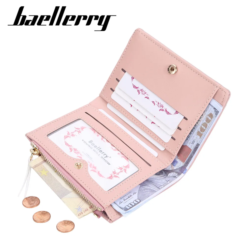 Baellerry Women Short Wallets Mini Top Quality Card Holder Classic Female Purse Zipper Yellow Wallet For Girl