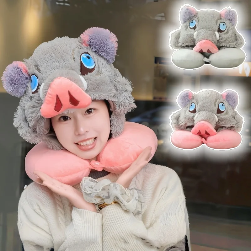 Nuevo Gorro de Felpa con Cabeza de Jabalí de Hashibira Inosuke de Demon Slayer, para Cosplay de Anime y Manga, Cálido para Invierno, Regalo de Felpa para Fiestas