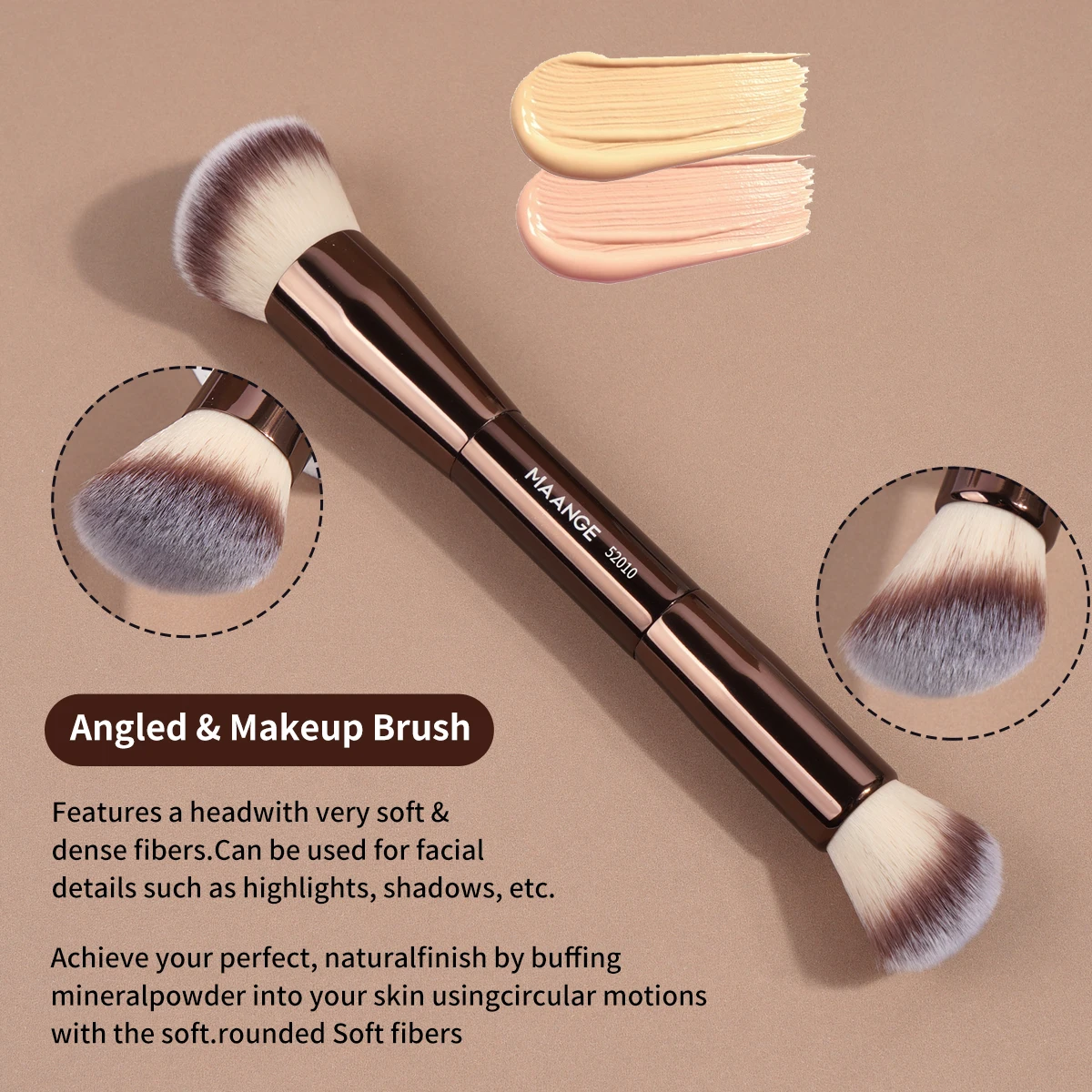 MAANGE 9 Uds. Brochas de maquillaje marrones, base correctores de doble punta, colorete, sombras de ojos, brochas para mezclar crema líquida en polvo