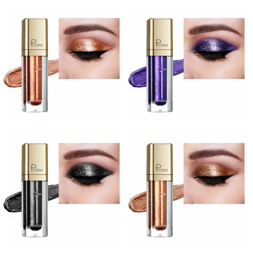 Colorful Cosmetic Tool Pearlescent Waterproof Liquid Eye Shadow Highlighter Long Lasting Shimmer Glitter Eyeshadow Women