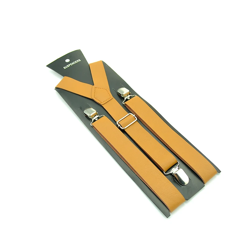 عالية الجودة بولي Leather الأشرطة الجلدية 4 ألوان الحمالة للرجال النساء كليب على الأقواس مطاطا سليم Y-الظهر الحمالات حزام بالجملة #5