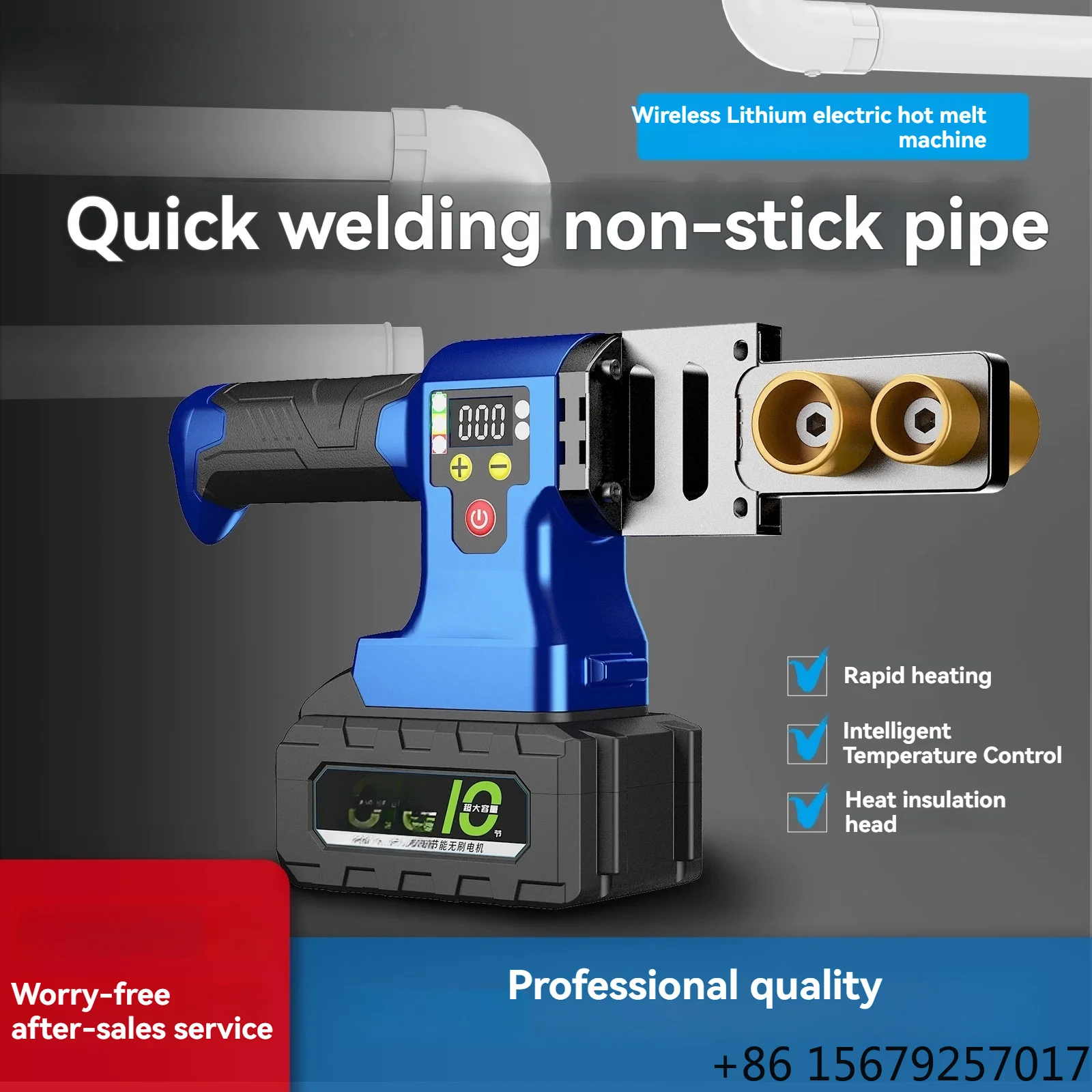 Cordless PPR Hot Melt Welder, Wireless Plastic Pipe Fusion Welding Machine for Plumbing & Electrical Works