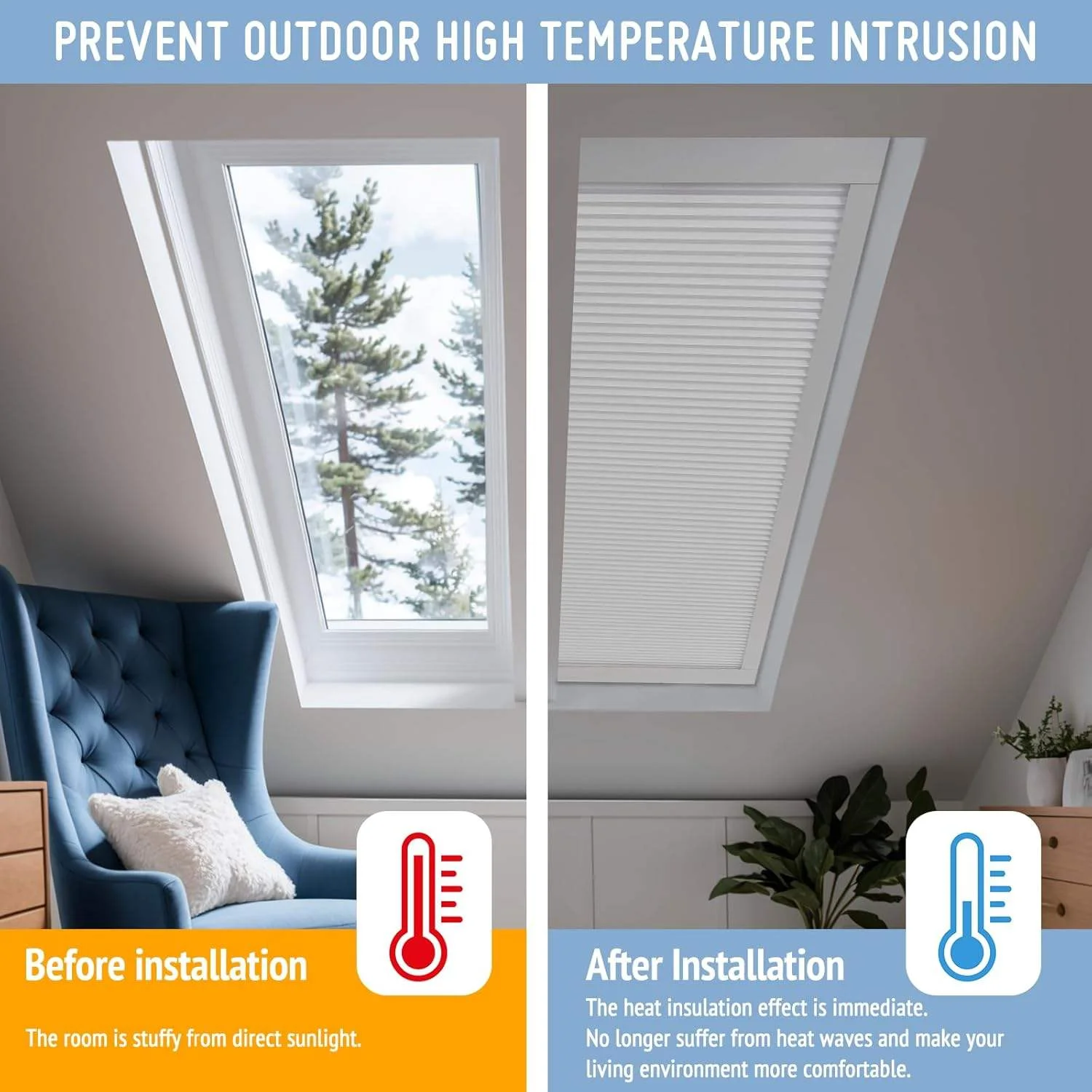 High Quality Remote Tuya Control Heat Insulation Anti-UV Motorized Blackout Skylight Honeycomb Blinds for Balcony