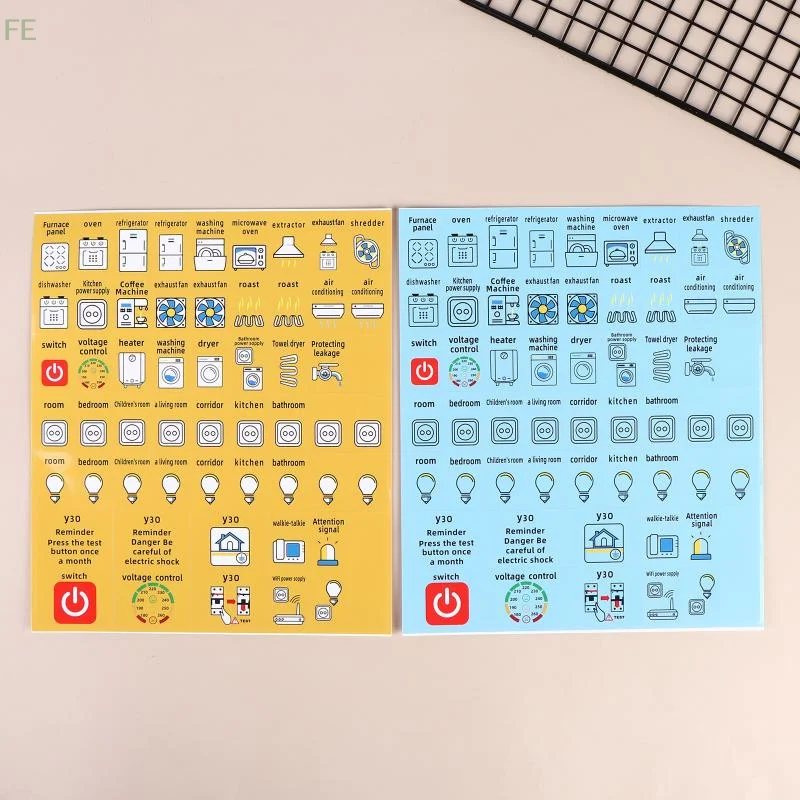 

[F] 2/5Sheets Self-adhesive Waterproof English Version Electric Box Electric Circuit Breaker Panel Label Decorative Sticker
