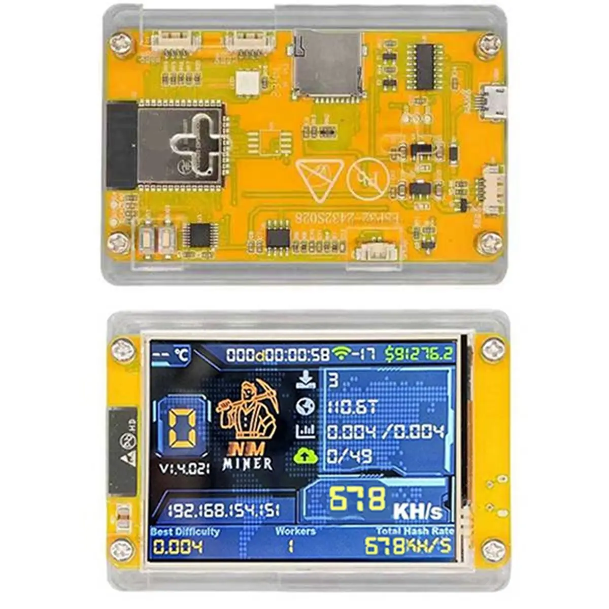 678KH/S Bitcoin Crypto Solo Miner 2.8 Inch Smart Display Upgraded 678KH/S Harshrate