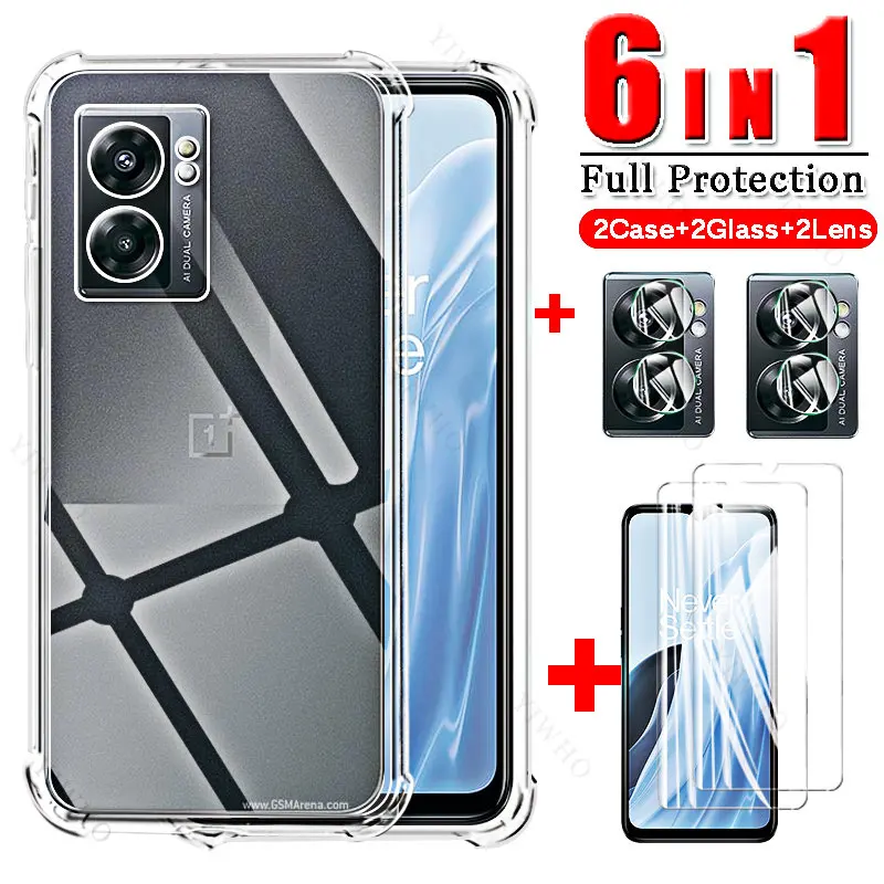 1to6 One Plus Nord N300 Case + Camere Screen Protector Tempered Glass for Oneplus Nord N300 N200 N100 N20 N10 2T Protect Fundas