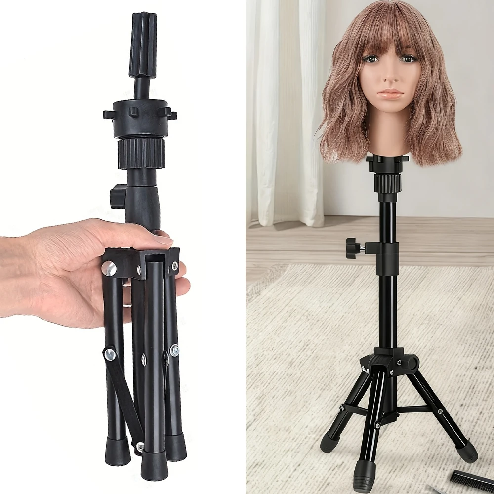

Adjustable Metal Wig Stand Tripod Hairdressing Training Mannequin Head for Styling Practice