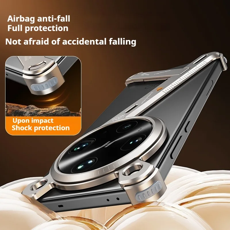 Eary for Oppo Find X8 Ultra Phone Case With Stand Metal Bumper Aluminum Frameless Shockproof Protector Cover Minimalist Shells