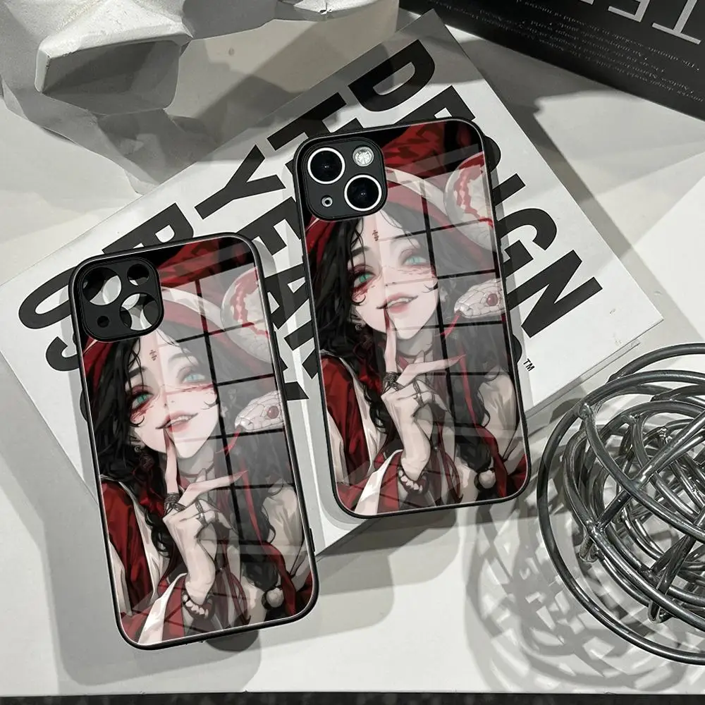 Dark Gothic Lady Art Phone Case Tempered Glass Shell FOR IPhone 16ProMAX 14 12 17Pro Air 15 16 Plus 13 Pro MAX Cover