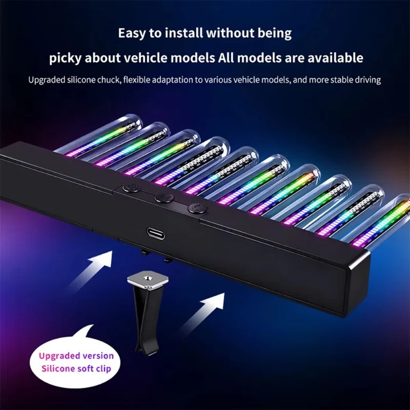 Sound Control Pickup Light Dynamic Gradient RGB Ambient Light Universal Car Air Vent Dashboard Ornament LED Interior Decor Light