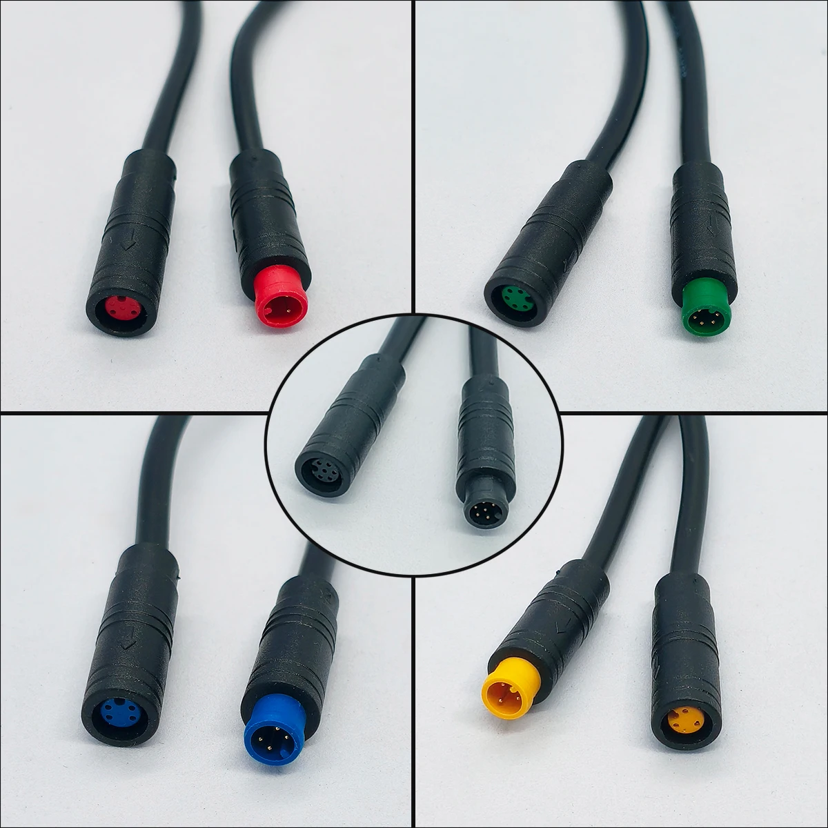 1 Stück M6 M8 2/3/4/5/6-poliger Stecker/Buchse für E-Bike, wasserdichter Steckverbinder für Signalkabel, Sensor, Roller, Kabellänge 20 cm – Detail 3