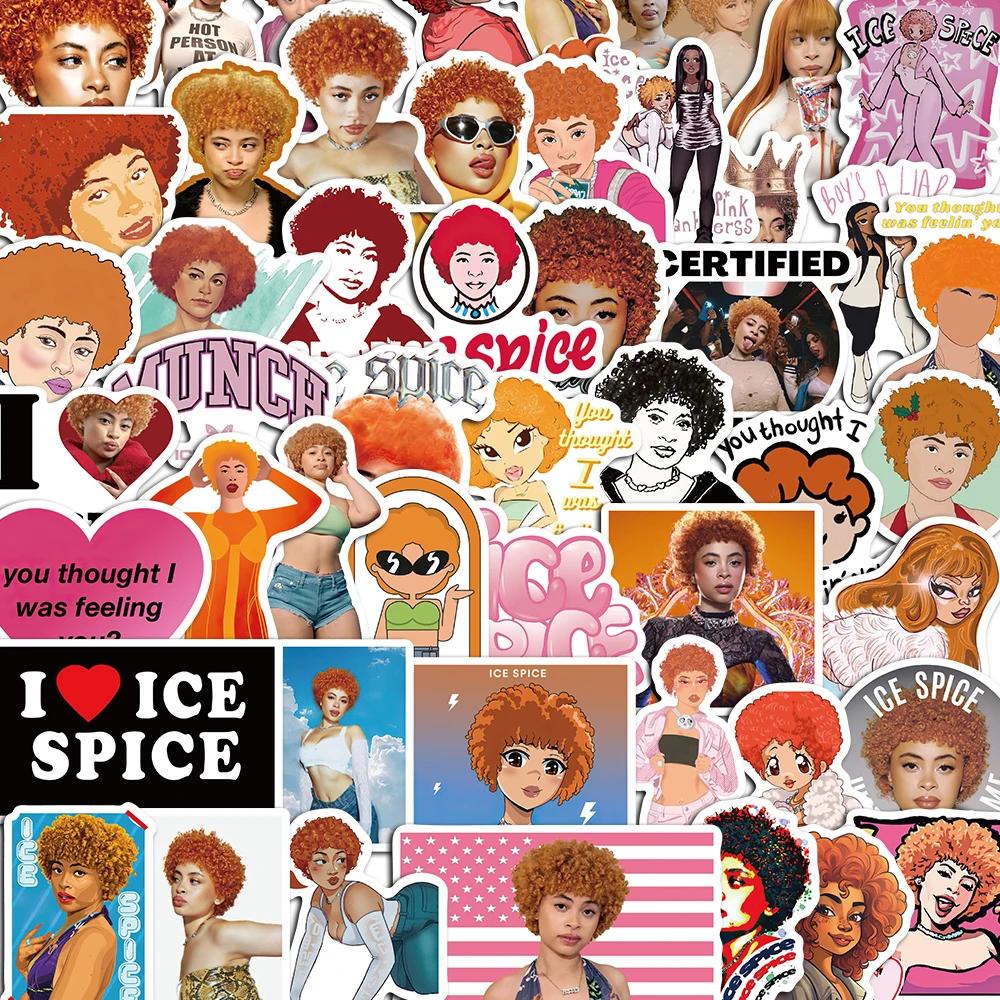 

10/50PCS Ice Spice Singer Music Album Stickers Pack DIY Skateboard Motorcycle Suitcase Stationery Decals Decor Phone Laptop Toys