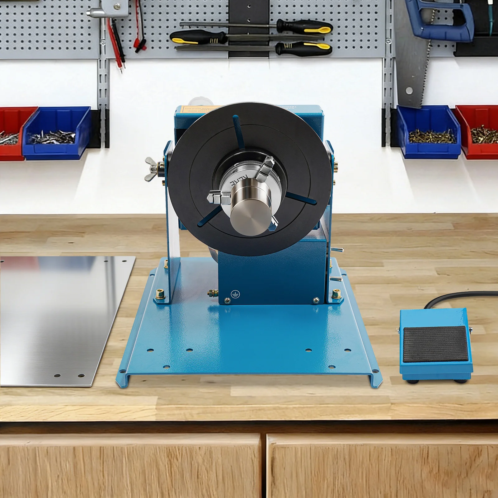 Rotary Welding Positioner with 3-Jaw Chuck, 10W Welding Turntable Machine, 0-90° Tilting, 10RPM Stepless Speed, 22 lbs Capacity, TIG Welding Positioner for Small Workpieces, 110V