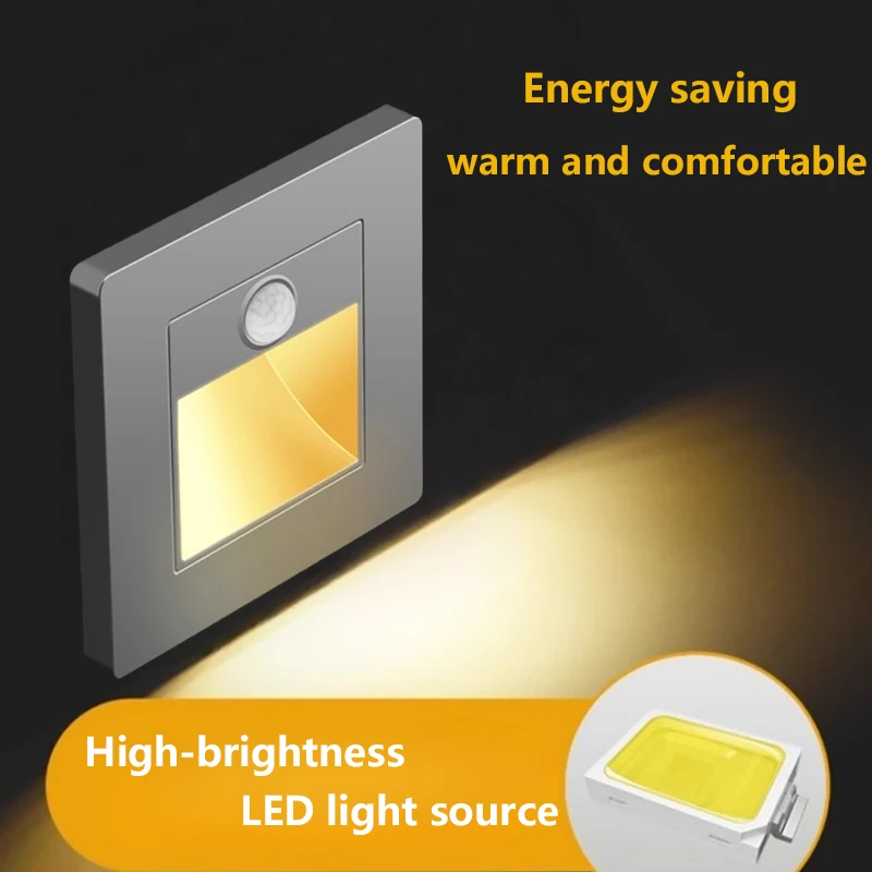 PIR Motion Detector Sensor Led Stair Light Infrared Human Induction Lamp Recessed Steps Ladder Staircase Bedroom Night Light