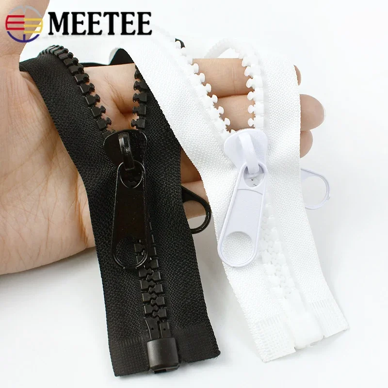 Meetee 1/2/3/4/5Meter 10# Resin Zippers Open-end Tail Double Side Slider for Sewing Jacket Coat Tent Long Zips DIY Accessories