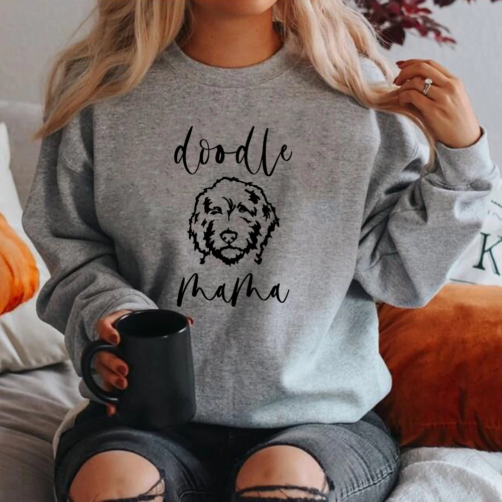 Golden Doodle Mama Sweatshirt Doodle Mom Crewneck Sweatshirts Women Graphic Hoodies Long Sleeve Pullovers Female Cute Tops