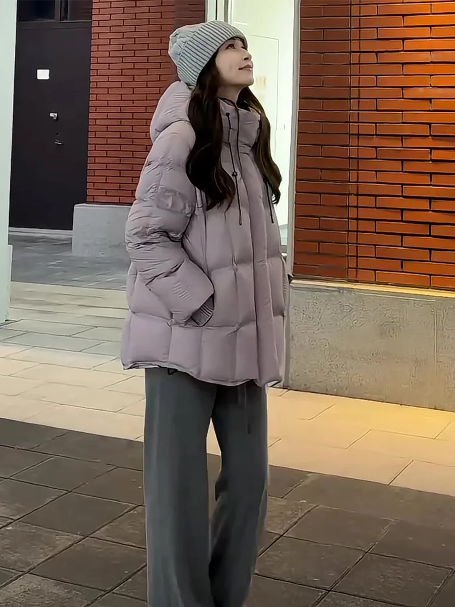 Nuevo soporte nacional para mujer Puffer Jaet 90 blanco Du plumón con capucha abrigo cálido Casual Sle de longitud media pan Sle abrigo