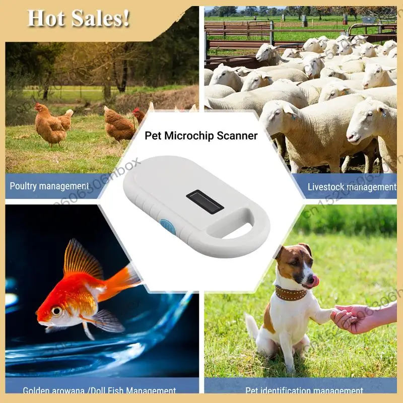 -HOPE RFID-lezer Microchipscanner voor huisdieren Handheld Animal Chip Reader Draagbare RFID-lezer Ondersteunt voor ISO 11784/11785, FDX-B