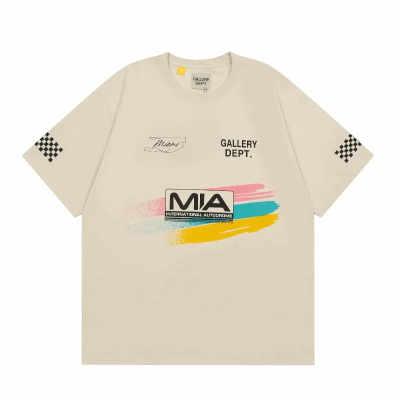 Gallery Dept American High Street Miami Limited Graffiti Print Short Sleeve Loose Casual Couple T-Shirt