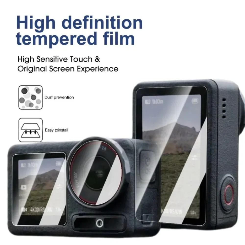 Para dji osmo ação 5 pro 4 protetor de tela filmes de vidro temperado protetor de lente saco caso para dji ação 4 5 pro acessórios