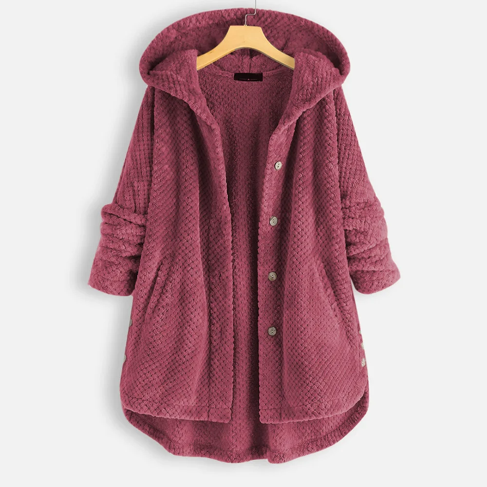 Women\'s Winter Double Faced Velvet Hooded Coat Fashion Female Medium Length Warm Jacket Coat For Women Outwear Tops Female