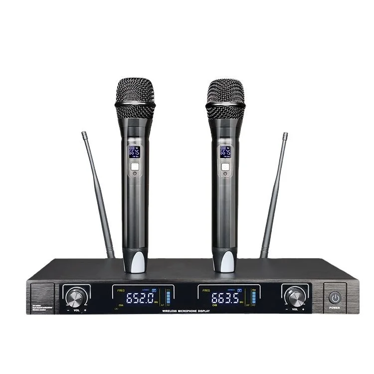 Professional Wireless Microphones 2 Handheld UHF High Quality Microphones, Karaoke Microphones, Wireless Lavalier Microphones